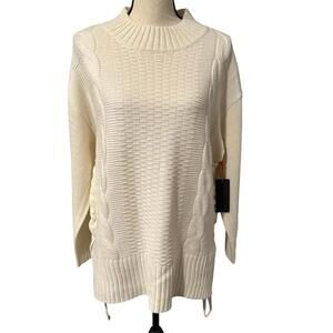 NWT Black Tape Cream Sweater with Side Ties Size Petite Large (PL)